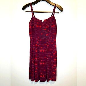 KISMET - Birds on Wires - Beautiful Maroon/Dark Red Summer Dress